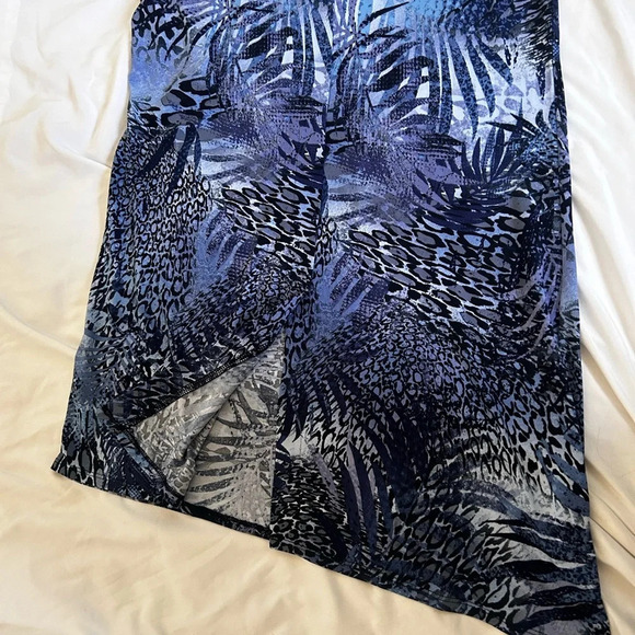 Attitudes by Renee Womens Tunic Asymmetric Duster Navy Print XS - Picture 7 of 11